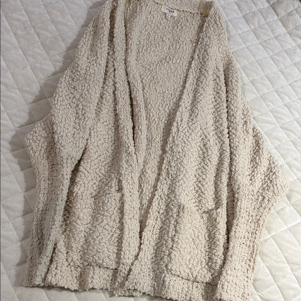Cozy Open-Front Plush Cardigan Sweater - Cream